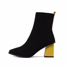 black boots ankle boots yellow heels edgability