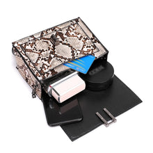 affordable brown beige snakeskin sling bag edgability open view