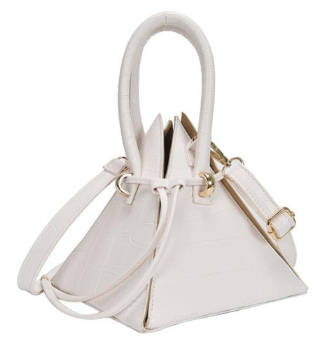 snakeskin white triangle handbag wristlet sling bag