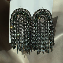 black and silver crystals dangler statement jewelry edgability front view