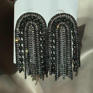 black and silver crystals dangler statement jewelry edgability front view