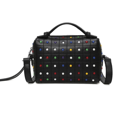 multicoloured studs black bag edgability