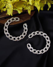 crystal studded diamond studs silver chains hoops edgability top view