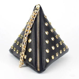 black triangle bag studded bag edgability side view