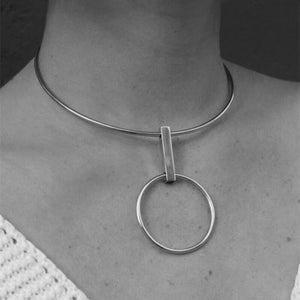 silver choker necklace minimalistic edgability model view