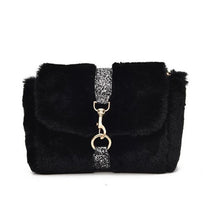 glitter strap black fur bag edgability