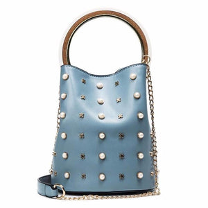 studded bag bucket bag blue bag edgability