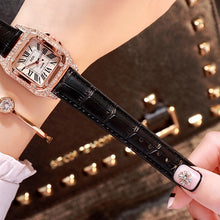 classic vintage black wrist watch with diamond studs edgability top view