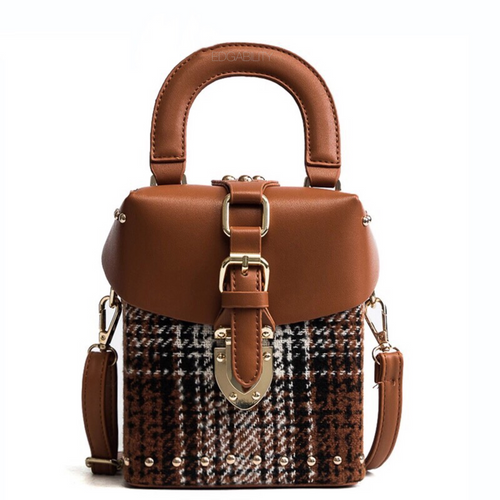 brown plaid bag studded bag box bag edgability