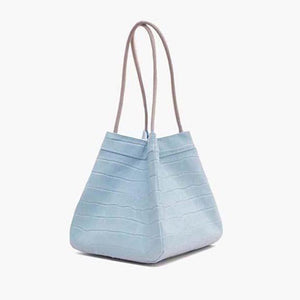 blue croc bucket bag edgy fashion edgability