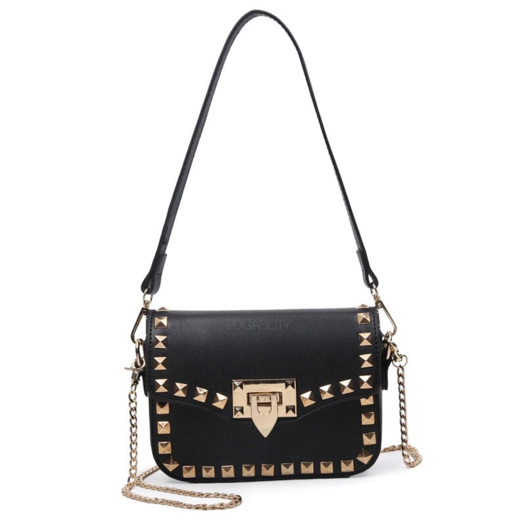 black mini bag studded bag edgability