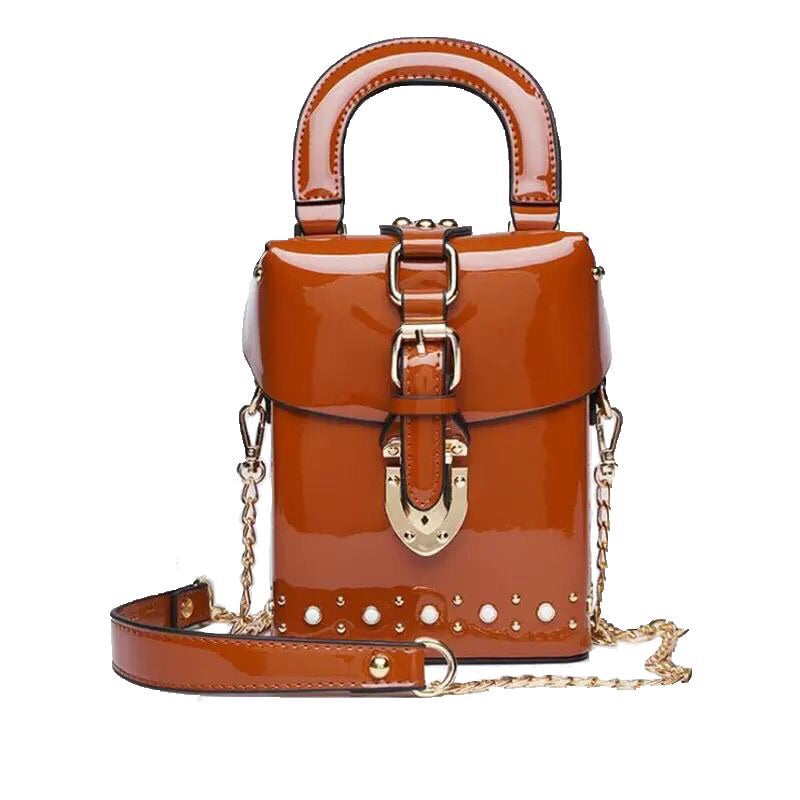 patent leather box bag studded bag sling bag edgability