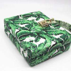 travel bag box bag tropical print edgability top view