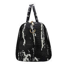 black and white bag marble travel bag edgability side view
