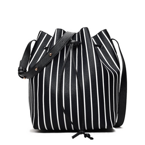 striped black bag drawstring bag bucket bag edgability