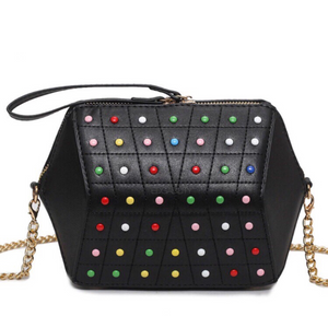 hexagonal studded black bag edgability