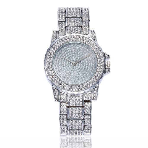 crystal studded diamonte silver watch edgability