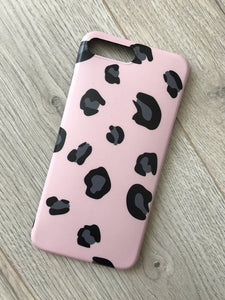 matte pink leopard print iphone case edgability top view