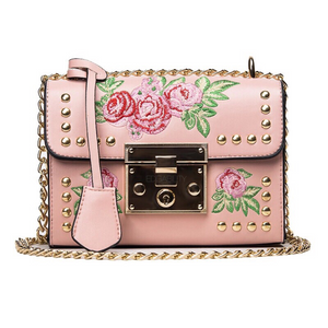 pink embroidered studded bag edgability