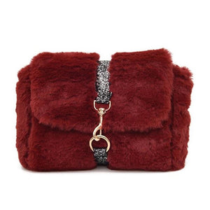 glitter strap red fur bag edgability