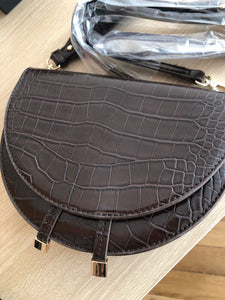 classy croc skin envelope brown bag sling bag edgability flat view