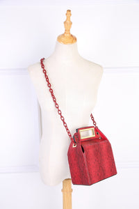 box bag snakeskin bag red bag bucket bag edgability model view