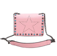 pink star studded sling bag with rivets edgability