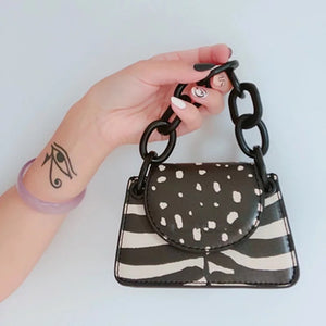 leopard zebra print boho black and white bag edgability full view