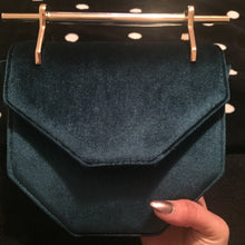 velvet blue classy bag with gold handle edgability size view 