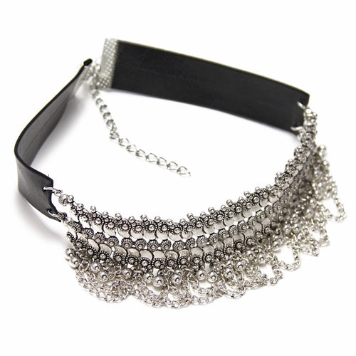 leather silver choker ethnic edgability