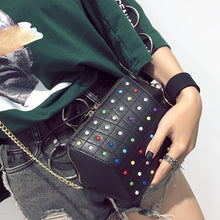 hexagonal studded black bag edgability model view