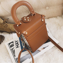brown plaid bag studded bag box bag edgability back view