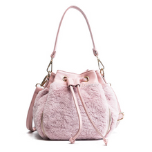fur bag pink bag drawstring bag edgability