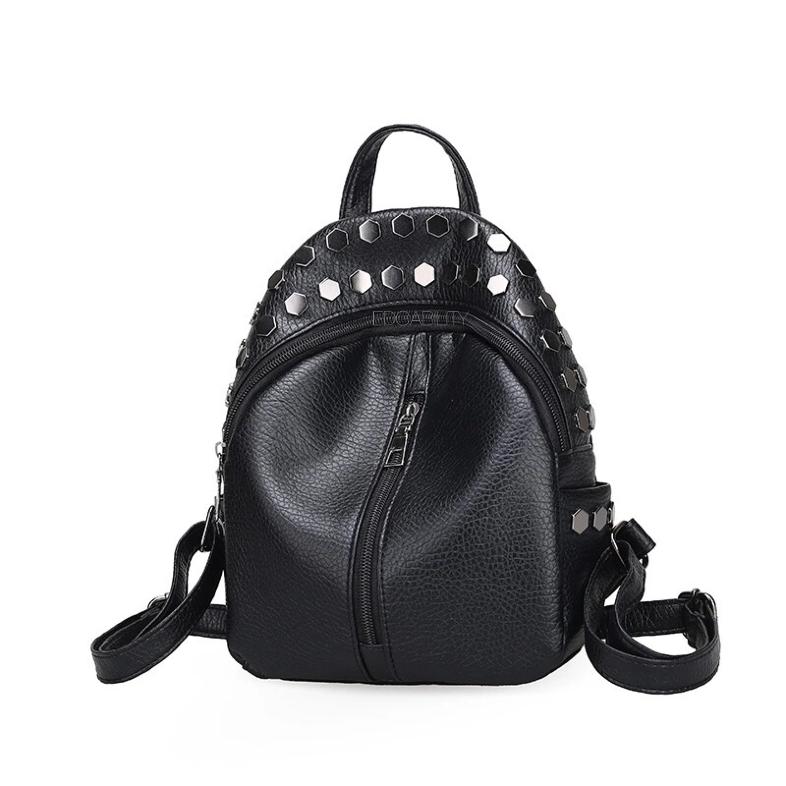 Women Black Travel Backpack Rucksack Faux-Leather Bag - Leather Skin Shop