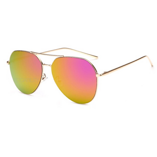 chrome sunglasses with gold frames angle view edgability