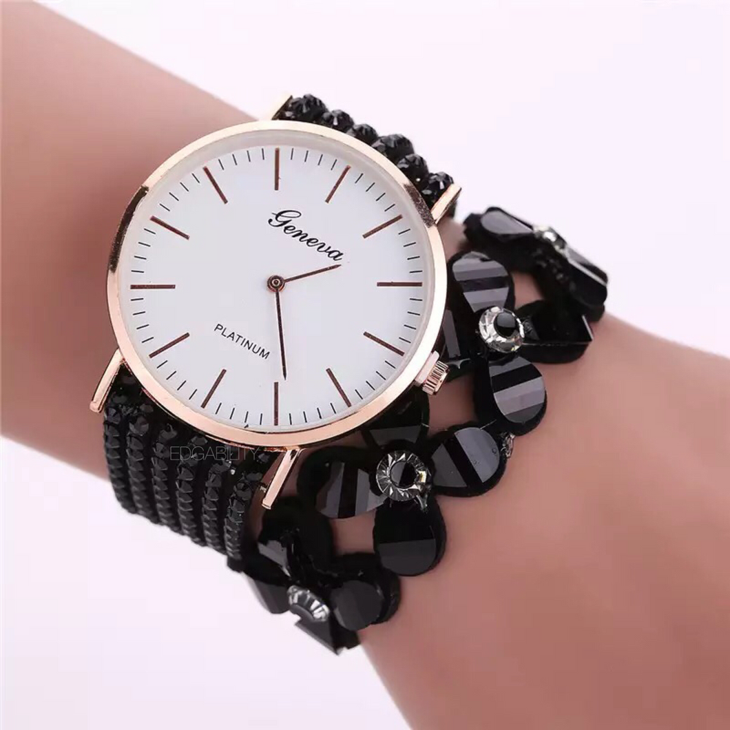 Buy QUNANEN Women's Bracelet Watches Ladies Wrist Watch Korean Rhinestone  Rose Gold Quartz Watch Female Belt Watch (Black) Online at desertcartINDIA