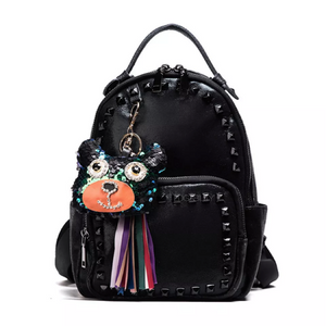 black studded backpack with black rivets front view edgability
