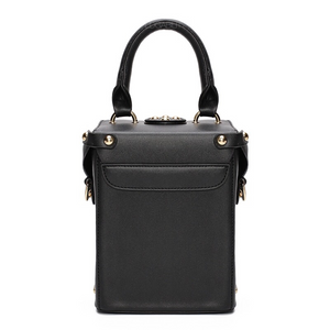 black box bag with buckle egdability back view