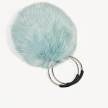 blue fur bag with hoop handles edgability top view
