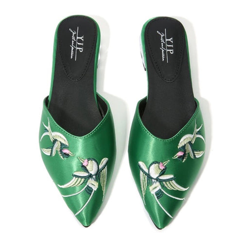 embroidered flats green shoes edgability