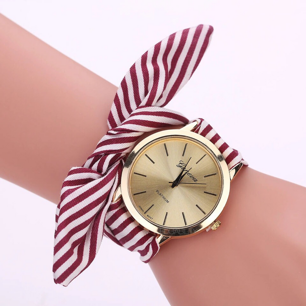 red stripes scarf watch edgability model view