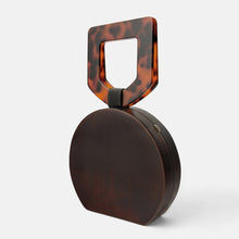 wood resin round box bag with handle edgability front view