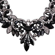 floral statement jewelry black necklace edgability detail view