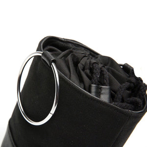 black bag bucket bag sling drawstring bag edgability detail view