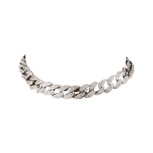 silver chain with crystal studs necklace front view