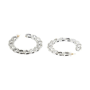 crystal studded diamond studs silver chains hoops edgability side view