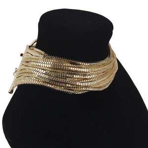 gold choker layered necklace edgability side view