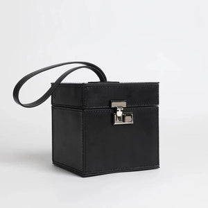 matte black box bag luxe edgy fashion edgability front view