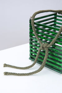 travel acrylic green bucket box bag edgability side view