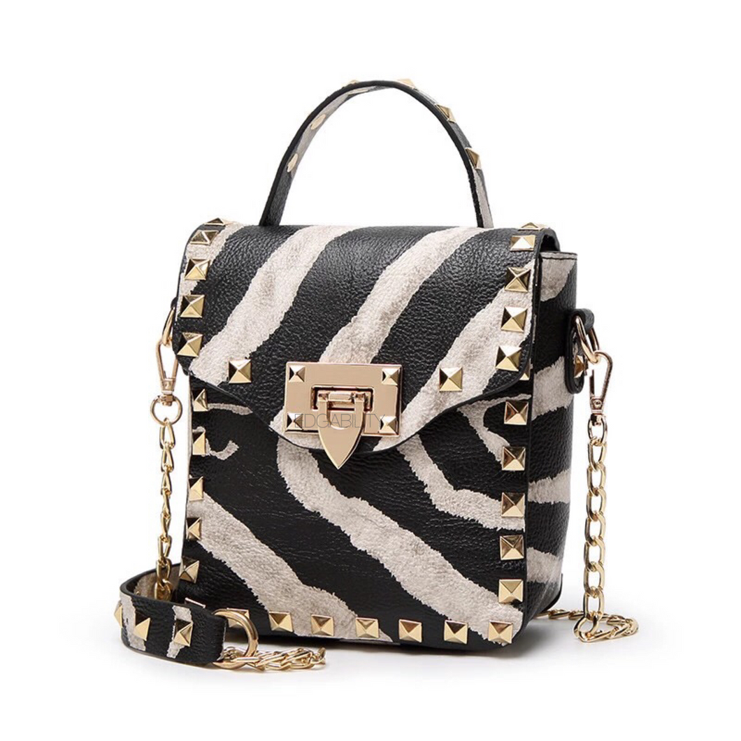 studded bag zebra print party bag edgability